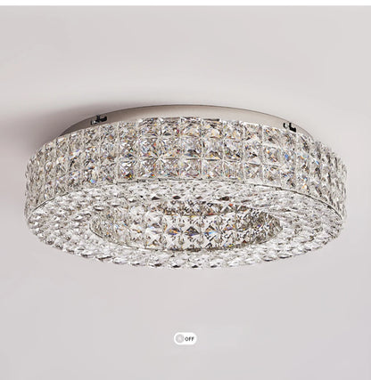 Luxury Round Crystal LED Ceiling Lights with Stainless Steel Design