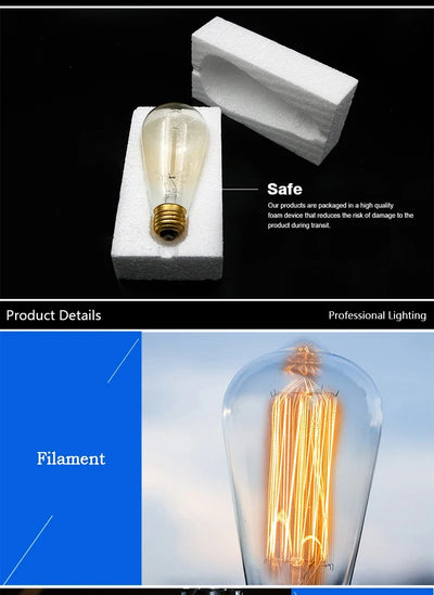 Vintage Edison LED Filament Bulb – E27 Dimmable Retro Light