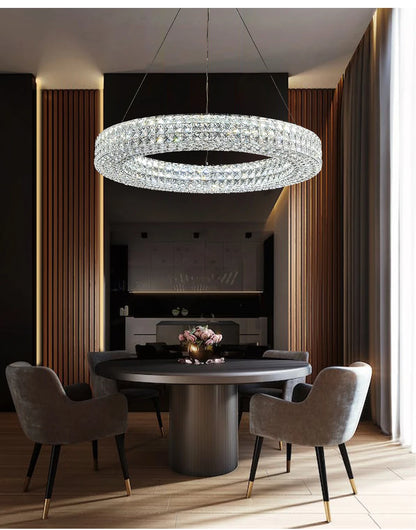 Luxury Round Crystal LED Ceiling Lights with Stainless Steel Design