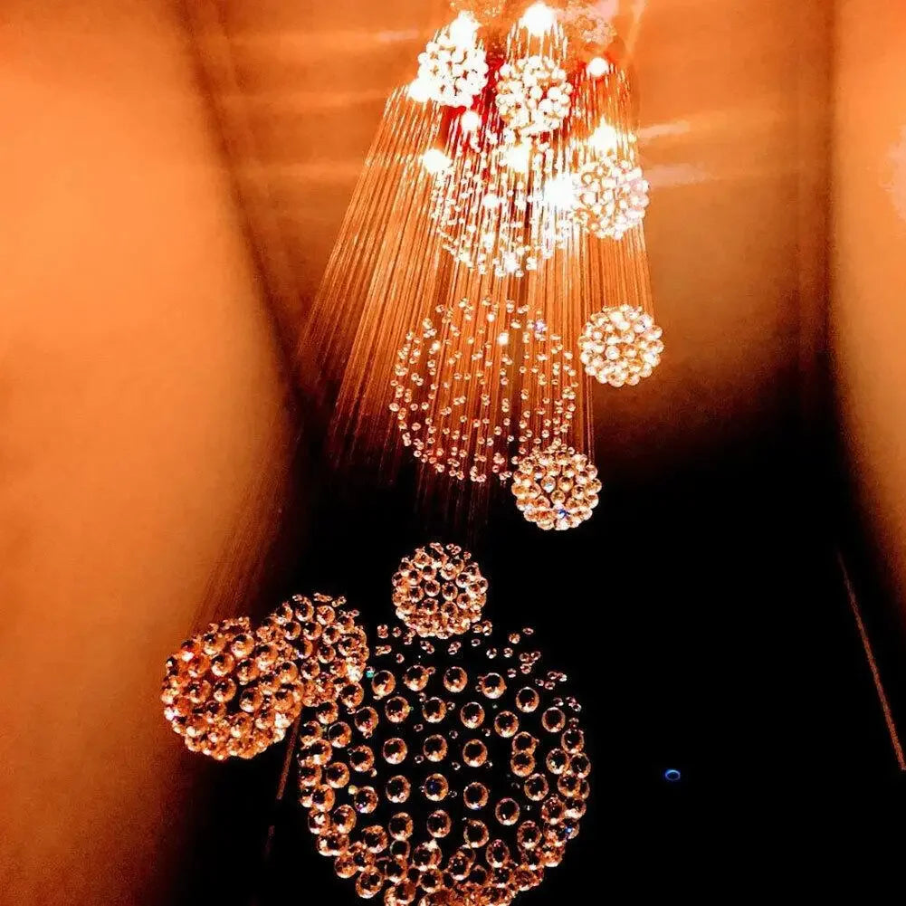 Luxury Crystal Rain Drop Spiral Pendant Lamp Ceiling Chandelier Dia 31.5 inch Stair Lobby Hall Chandelier LED