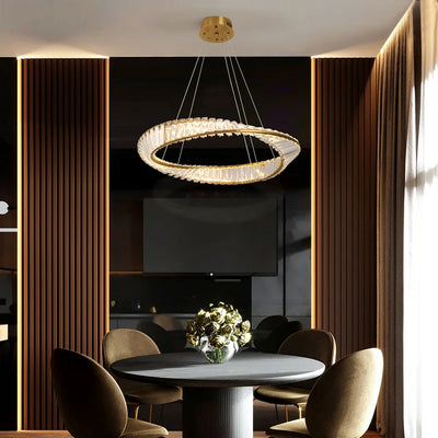 Ring Led Hanging Light Pendant Lamp Luxury Gold Copper New Chandelier Lustre Ceiling Lamp Living Dining Room Home Decor Fixture| Upload