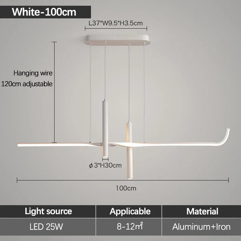 Modern Linear LED Chandelier with Adjustable Spotlights