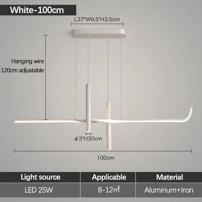 Modern Linear LED Chandelier with Adjustable Spotlights