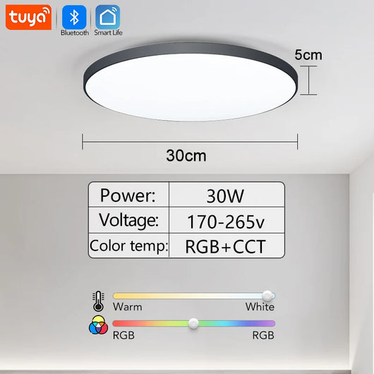 Smart RGB LED Ceiling Light with App & Voice Control (WiFi + Bluetooth)