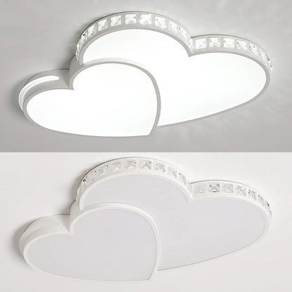 Modern Heart-Shaped LED Ceiling Light with Crystal Design
