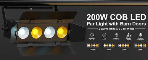 200W COB LED Par Light – DMX512 Cold White Stage Wash