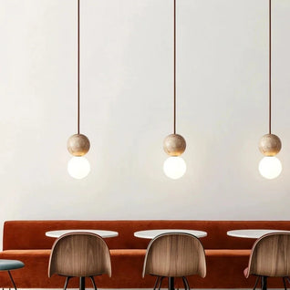 Cream Style Pendant Lamp Bedroom Bedside Led Chandelier Stone Wood Light Designer Bauhaus Medieval Restaurant Bar Small Lights