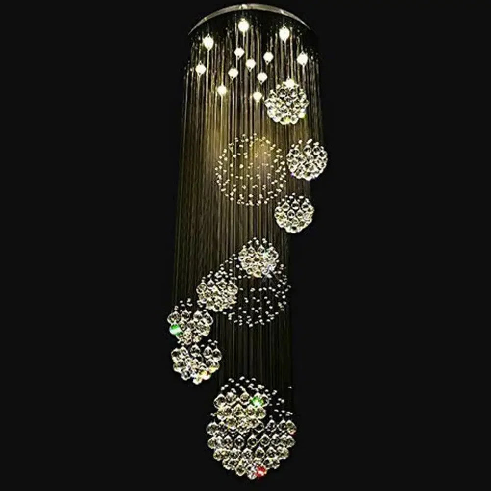 Luxury Crystal Rain Drop Spiral Pendant Lamp Ceiling Chandelier Dia 31.5 inch Stair Lobby Hall Chandelier LED
