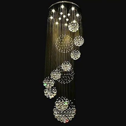 Luxury Crystal Rain Drop Spiral Pendant Lamp Ceiling Chandelier Dia 31.5 inch Stair Lobby Hall Chandelier LED