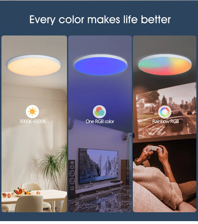 Smart RGB LED Ceiling Light with App & Voice Control (WiFi + Bluetooth)