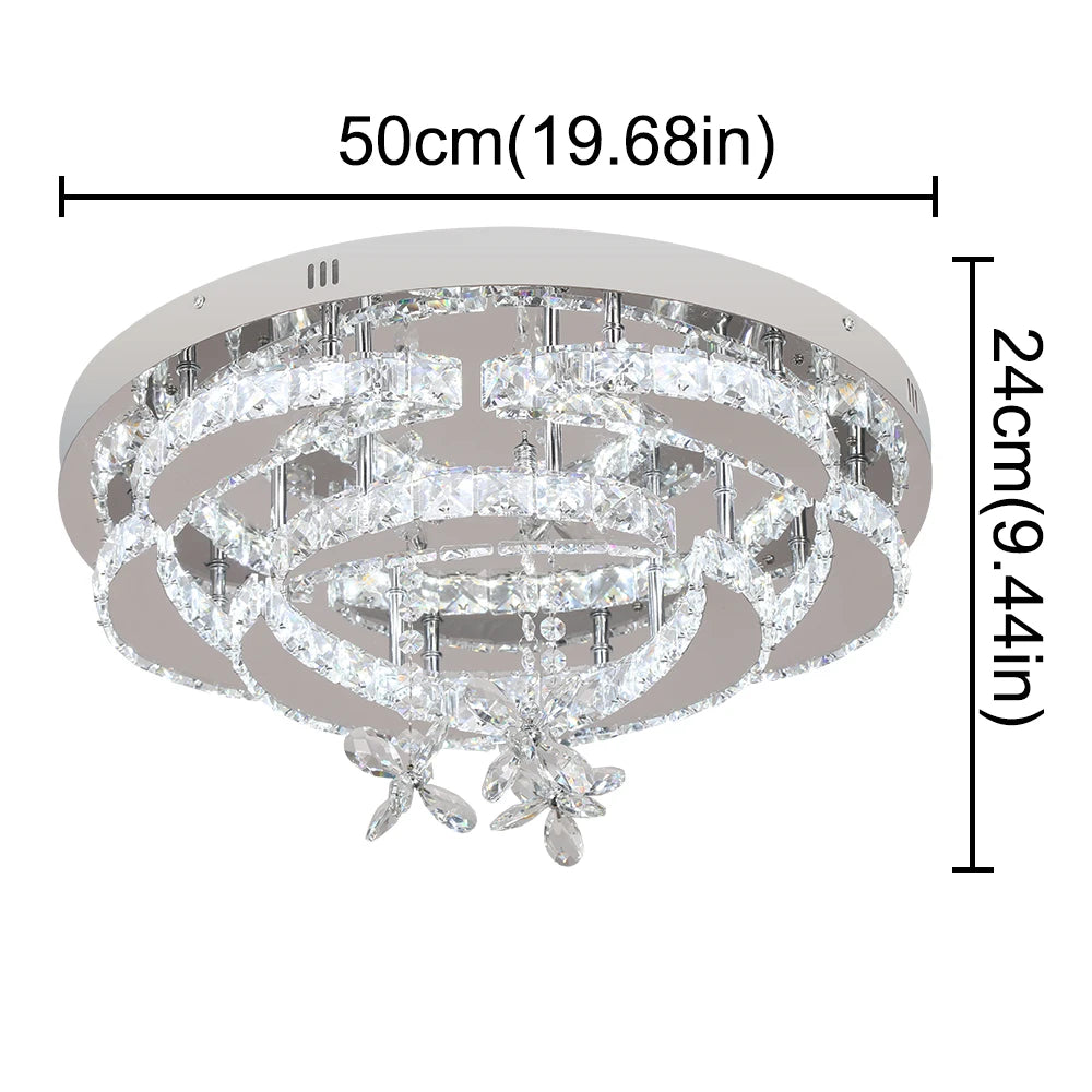 Crystal Modern LED Ceiling Lamp with Adjustable Light Modes and Chrome Finish