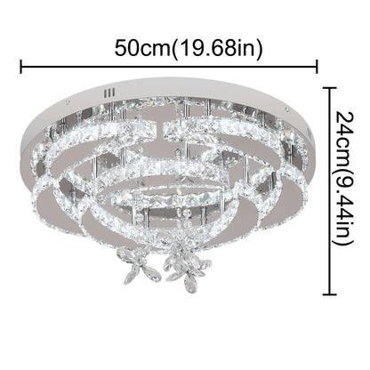 Crystal Modern LED Ceiling Lamp with Adjustable Light Modes and Chrome Finish