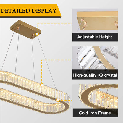 Modern Crystal LED Ceiling Pendant Light with Stainless Steel Design