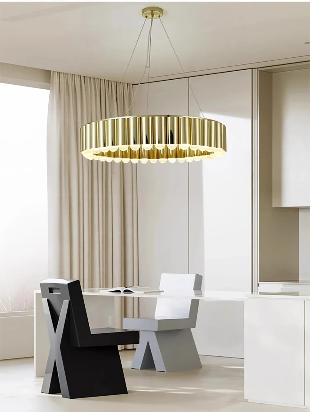 Art Deco Round LED Pendant Light with Minimalist Modern Design