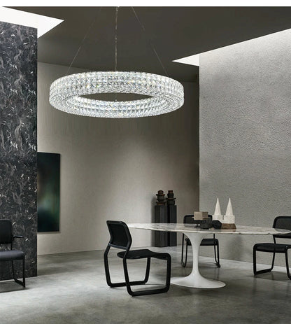 Luxury Round Crystal LED Ceiling Lights with Stainless Steel Design