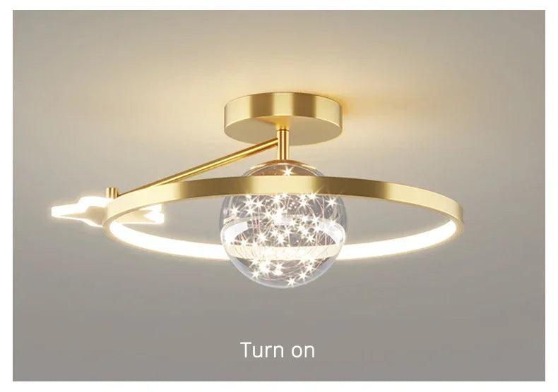 Nordic Luxury Starry LED Ceiling Lamp Is Used For the Bedroom, Living Room, and Kitchen. Golden White Black Remote Control Home Decoration