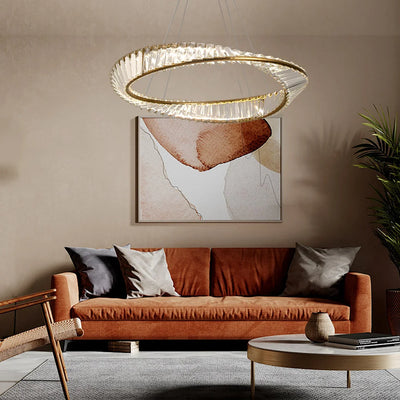 Ring Led Hanging Light Pendant Lamp Luxury Gold Copper New Chandelier Lustre Ceiling Lamp Living Dining Room Home Decor Fixture| Upload
