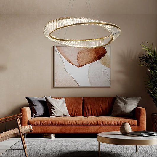 Ring Led Hanging Light Pendant Lamp Luxury Gold Copper New Chandelier Lustre Ceiling Lamp Living Dining Room Home Decor Fixture| Upload
