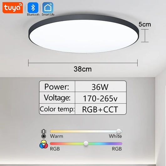 Smart RGB LED Ceiling Light with App & Voice Control (WiFi + Bluetooth)