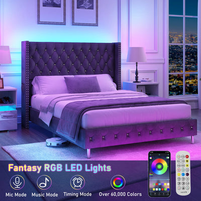 Queen Size Upholstered Platform Bed
