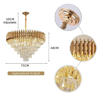 Luxury Modern Crystal Ceiling Chandelier E14 LED Pendant Lamp for Living Room Dining Room Bedroom Gold Black Home Decor Lighting