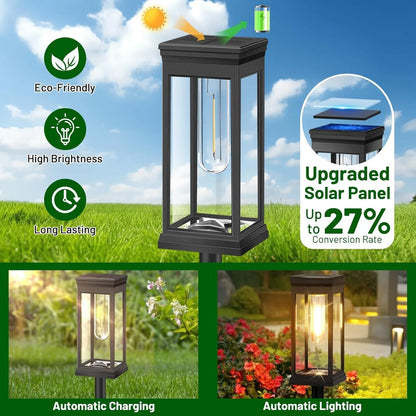 Outdoor Solar Path Lights, Waterproof Garden Lighting for Patio, Lawn, Walkways, Driveways, Warm Landscape Lights