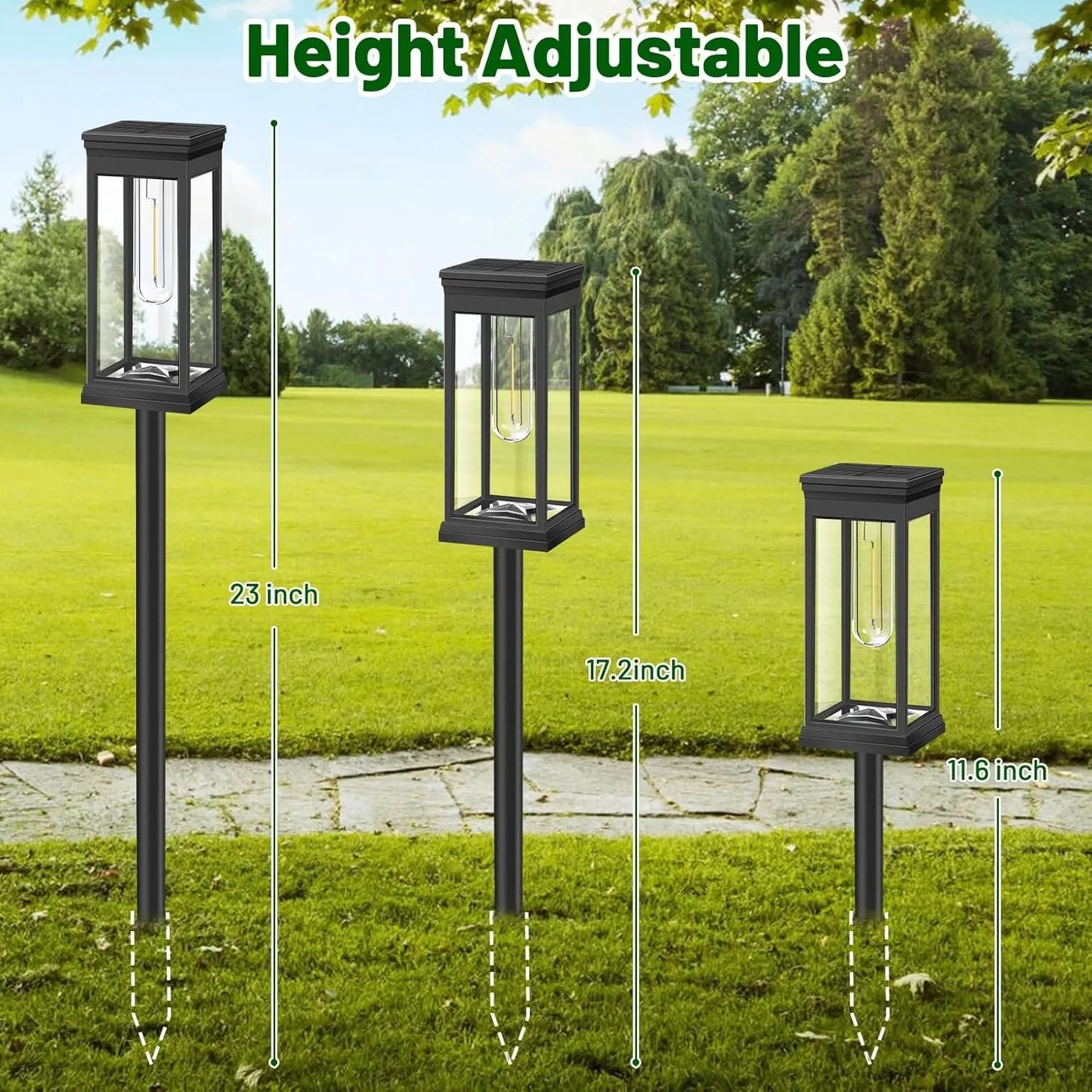Outdoor Solar Path Lights, Waterproof Garden Lighting for Patio, Lawn, Walkways, Driveways, Warm Landscape Lights