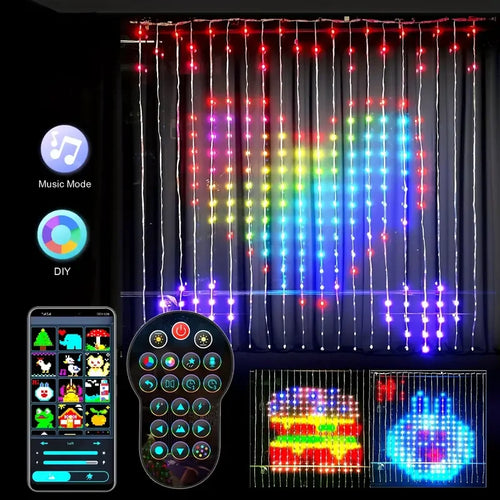 Smart RGB Curtain Lights – 400–800 LED Music Sync Fairy Lights