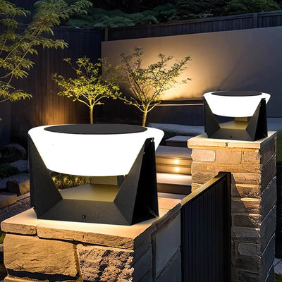 Stainless steel LED remote-controlled cylindrical solar column light,waterproof outdoor courtyard light, door post dimming light