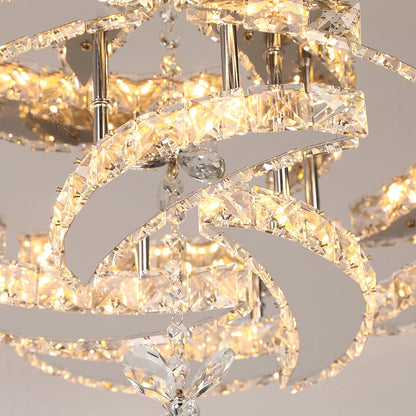 Crystal Modern LED Ceiling Lamp with Adjustable Light Modes and Chrome Finish