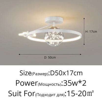 Nordic Luxury Starry LED Ceiling Lamp Is Used For the Bedroom, Living Room, and Kitchen. Golden White Black Remote Control Home Decoration