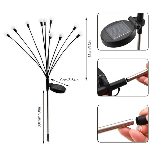 Solar Firefly Lights Outdoor Waterproof Garden Swaying LED