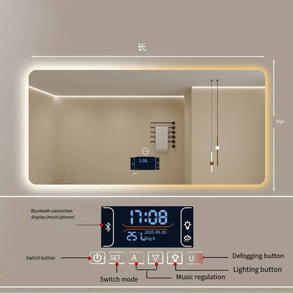 LED Bathroom Mirror with Lights, Anti-Fog, Dimmable, Bluetooth speaker, Lighted Bathroom Vanity Mirror for Wall