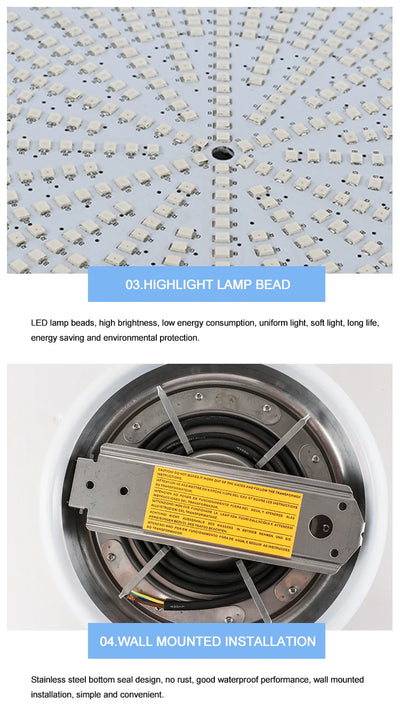 Stainless Steel RGB LED Pool Light – IP68 Waterproof Underwater Lighting