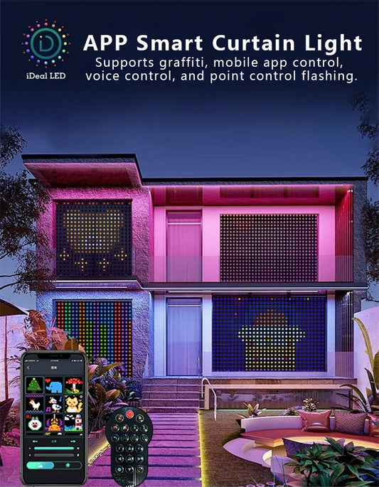 Smart RGB Curtain Lights – 400–800 LED Music Sync Fairy Lights