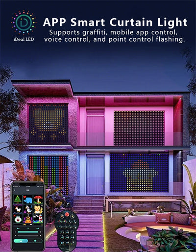 Smart RGB Curtain Lights – 400–800 LED Music Sync Fairy Lights