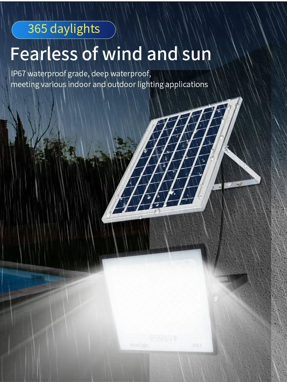 500W Solar Lamp Outdoor Waterproof Spotlights Solar Lights Remote Control Solar Floodlight Wall Street Garden Lights Sunlight