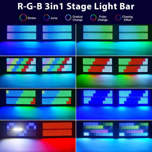 6-Pack 200W RGBW LED Strobe Stage Lights with 48+8 Segment Effects & Flight Case for DJ, Concert & Event Lighting
