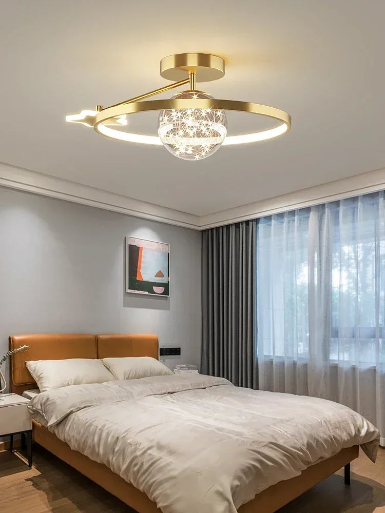 Nordic Luxury Starry LED Ceiling Lamp Is Used For the Bedroom, Living Room, and Kitchen. Golden White Black Remote Control Home Decoration