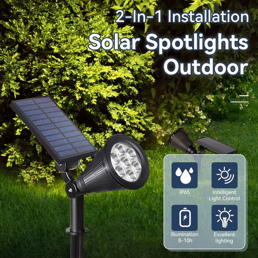 LED Solar Garden Spotlights – IP65 Waterproof Outdoor Landscape Lights