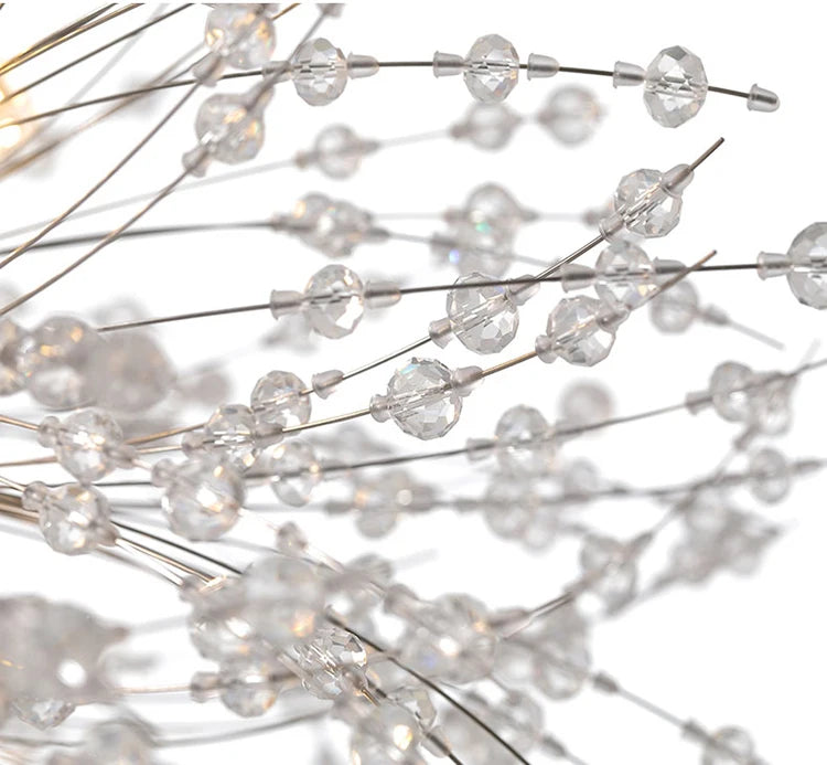 Modern Crystal Fireball LED Pendant Light with Geometric Star Design