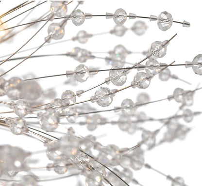 Modern Crystal Fireball LED Pendant Light with Geometric Star Design