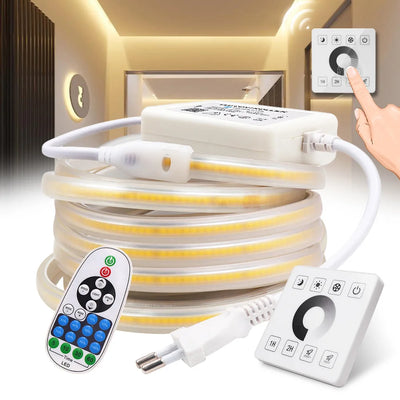 Dimmable COB LED Strip Light with Touch Switch & 23-Key Remote