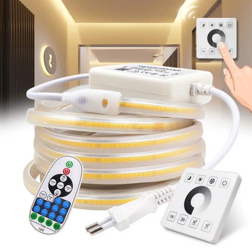 Dimmable COB LED Strip Light with Touch Switch & 23-Key Remote
