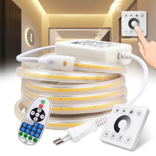 Dimmable COB LED Strip Light with Touch Switch & 23-Key Remote