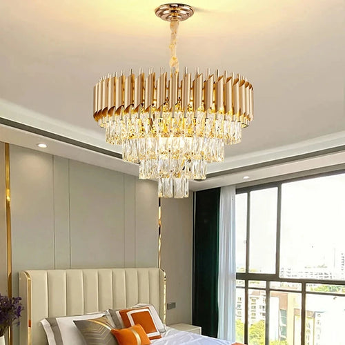 Luxury Modern Crystal Ceiling Chandelier E14 LED Pendant Lamp for Living Room Dining Room Bedroom Gold Black Home Decor Lighting
