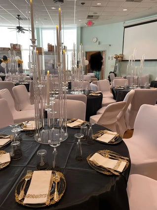 20-Pack Acrylic Wedding Candelabras – 38.5″ Clear 8-Arm Centerpieces