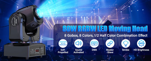 4PCS 30W RGBW Moving Head Gobo Light – DMX512 Stage & DJ Lighting