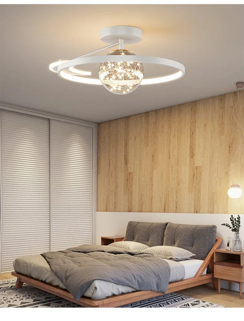 Nordic Luxury Starry LED Ceiling Lamp Is Used For the Bedroom, Living Room, and Kitchen. Golden White Black Remote Control Home Decoration