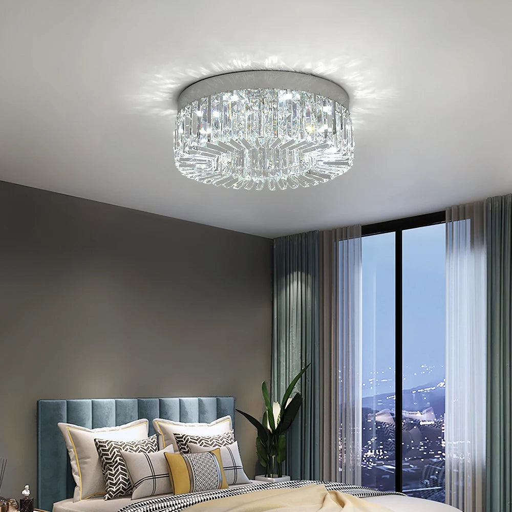 Crystal LED Ceiling Lamp – Adjustable Light Modes, Modern Design